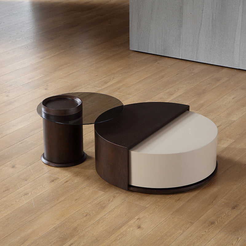 Imperia Walnut and Khaki Coffee Tables 33.46"D+23.62"D