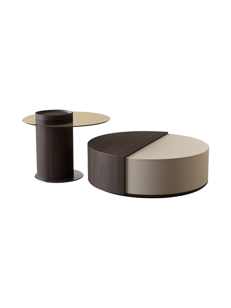 Imperia Walnut and Khaki Coffee Tables 33.46"D+23.62"D
