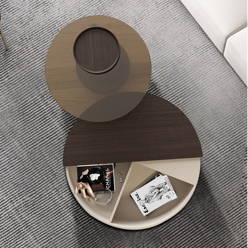Imperia Walnut and Khaki Coffee Tables 33.46"D+23.62"D
