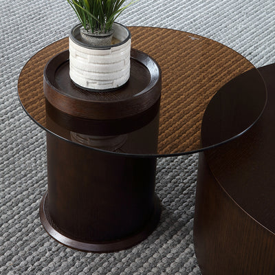 Imperia Walnut and Khaki Coffee Tables 33.46"D+23.62"D