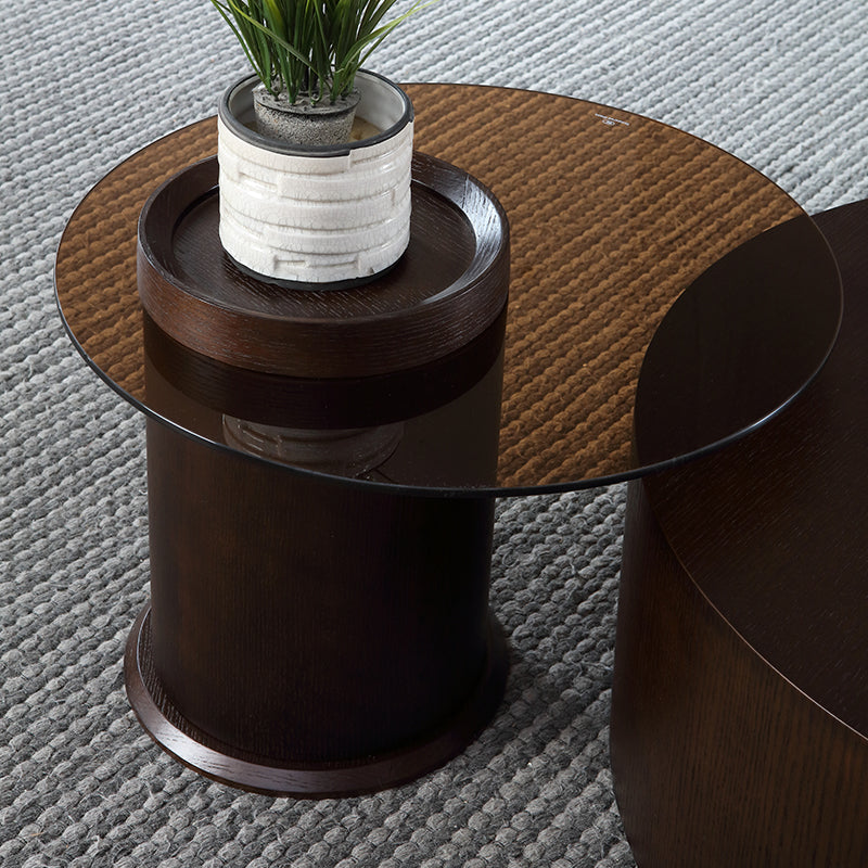Imperia Walnut and Khaki Coffee Tables 33.46"D+23.62"D