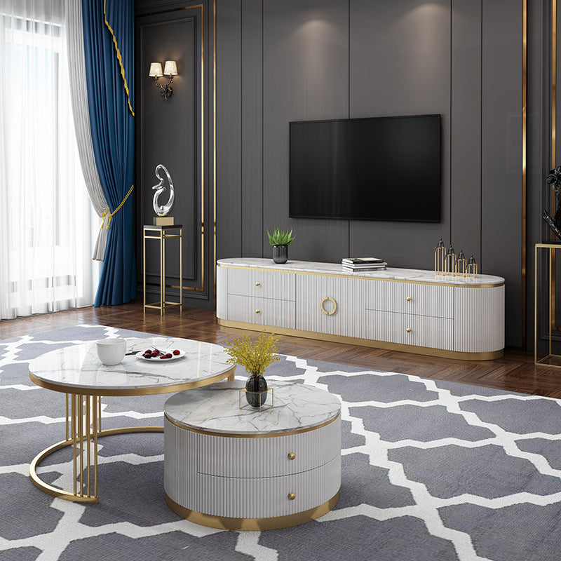 Imperia White Marble Coffee Tables 31.5"D+27.55"D