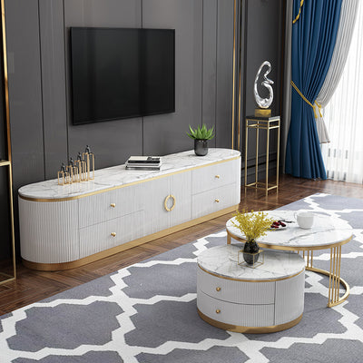 Imperia White Marble Coffee Tables 31.5"D+27.55"D