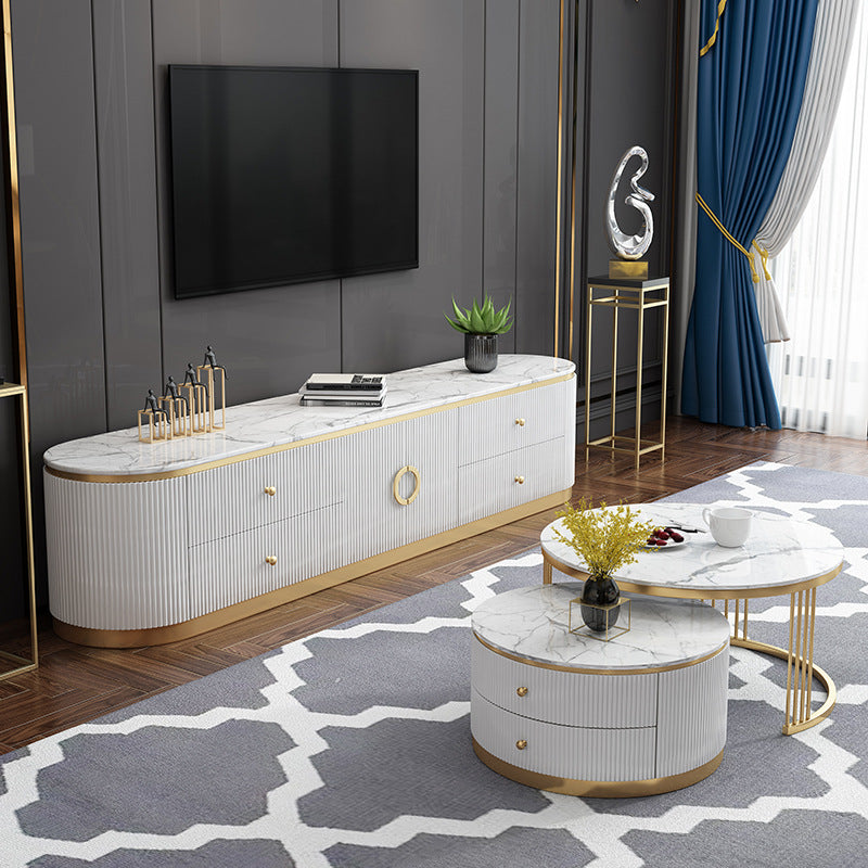 Imperia White Marble Coffee Tables 31.5"D+27.55"D