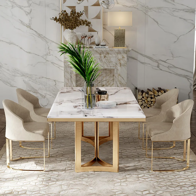  La Spezia White  Slate Dining Table 62.99"D