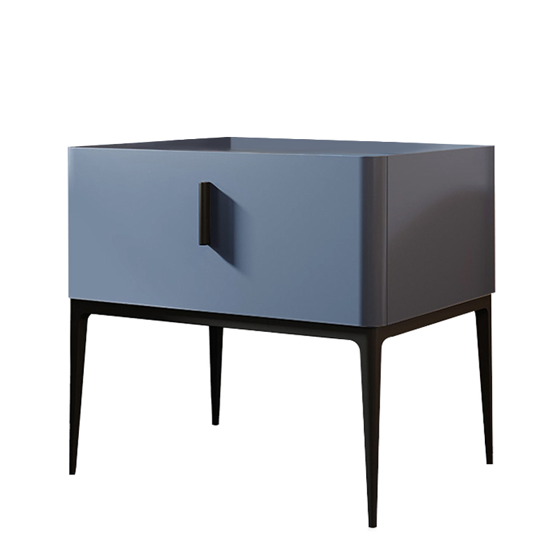 Centro Blue Solid Wood Nightstand 19.69"D