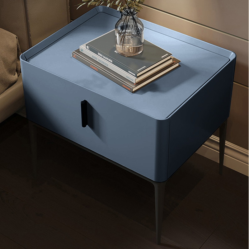 Centro Blue Solid Wood Nightstand 19.69"D