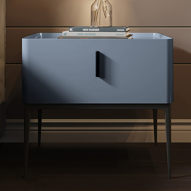 Centro Blue Solid Wood Nightstand 19.69"D