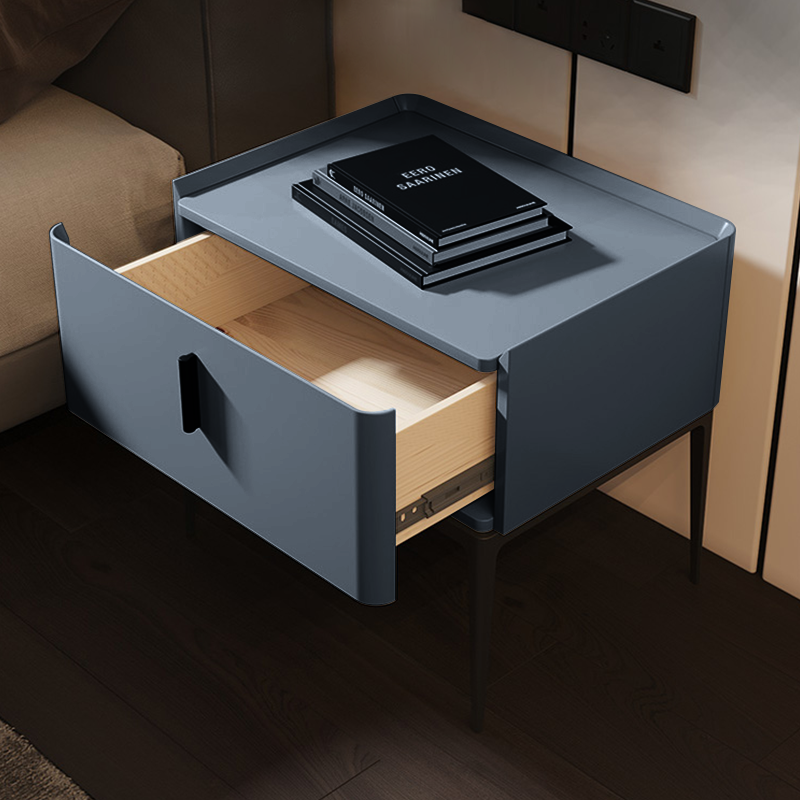 Centro Blue Solid Wood Nightstand 19.69"D