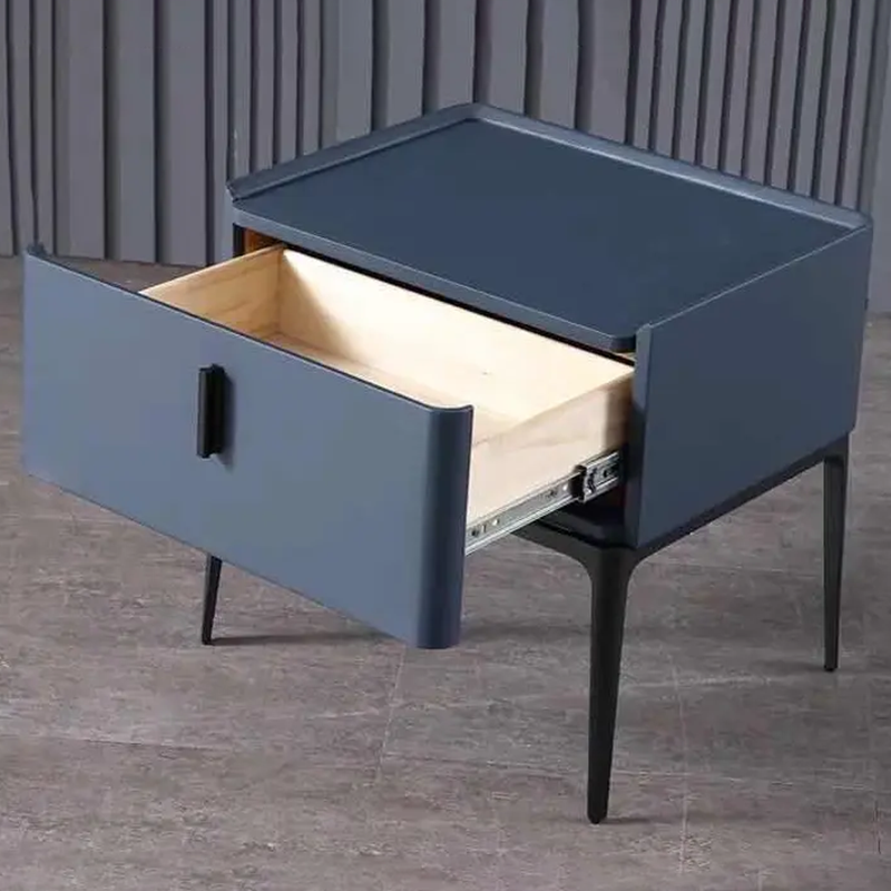 Centro Blue Solid Wood Nightstand 19.69"D