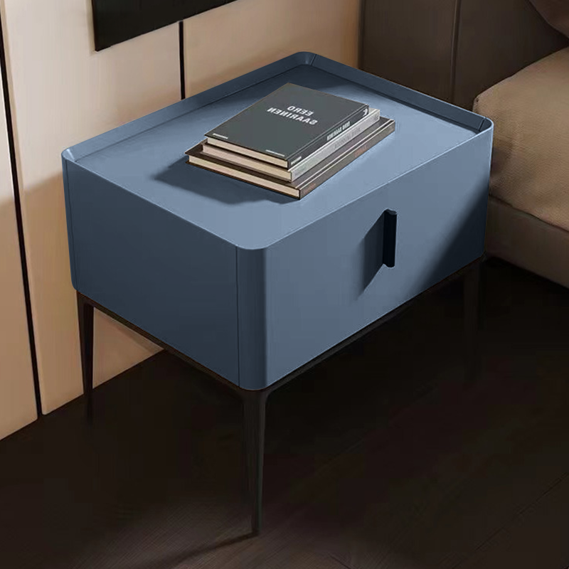 Centro Blue Solid Wood Nightstand 19.69"D