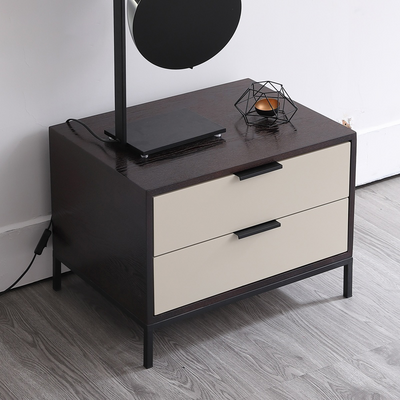 Centro Khaki Solid Wood Nightstand 21.65"D