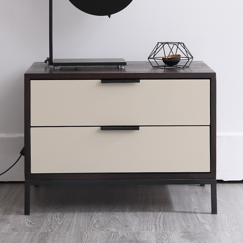 Centro Khaki Solid Wood Nightstand 21.65"D