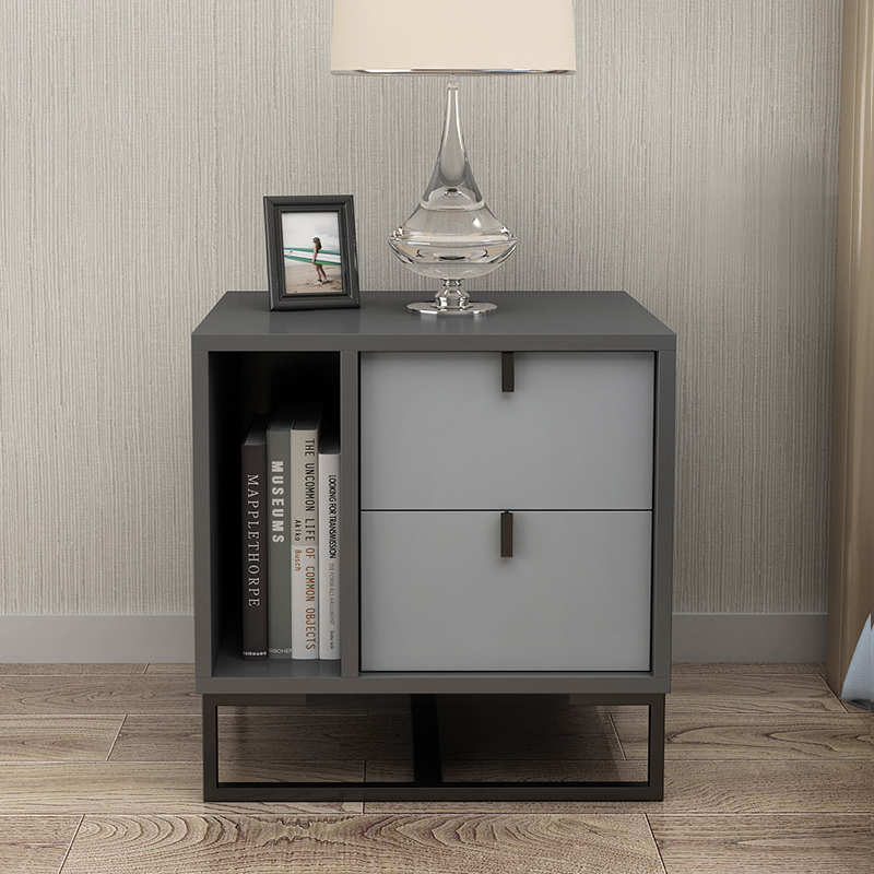 Centro Grey Solid Wood Nightstand 15.75"D