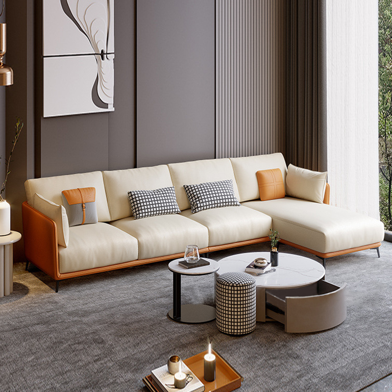 Rovigo Microfiber Leather Sofa 93.7"D+66.93"D (Left Lounge)