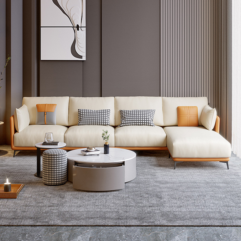 Rovigo Microfiber Leather Sofa 93.7"D+66.93"D (Left Lounge)