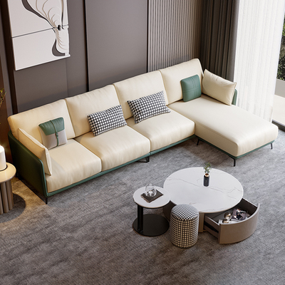 Rovigo Microfiber Leather Sofa 93.7"D+66.93"D (Left Lounge)