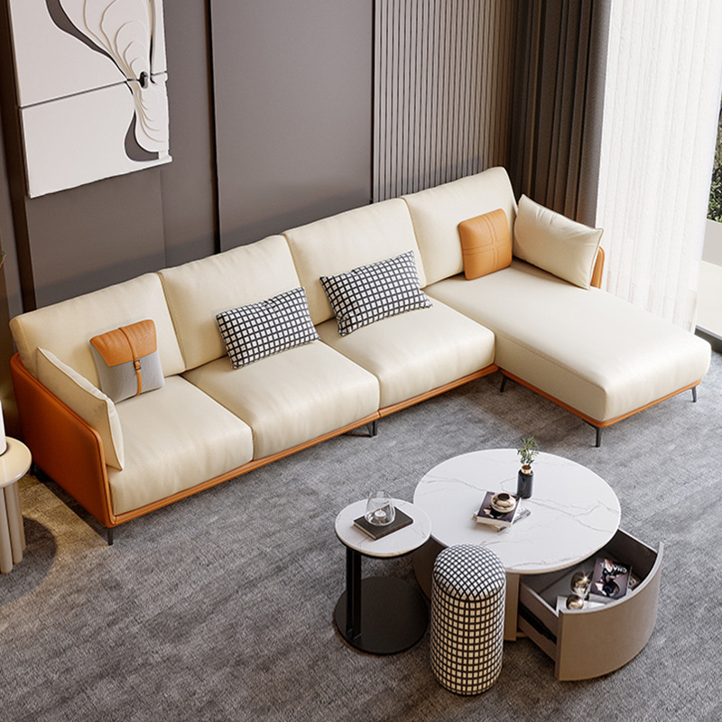 Rovigo Microfiber Leather Sofa 93.7"D+66.93"D (Left Lounge)