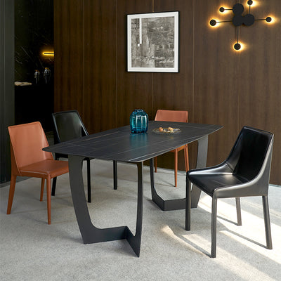 Oristano Orange Leather Dining Chairs 20.07"D (with 2 chairs)