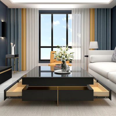 Imperia Black Tempered Glass Coffee Table 43.31"D