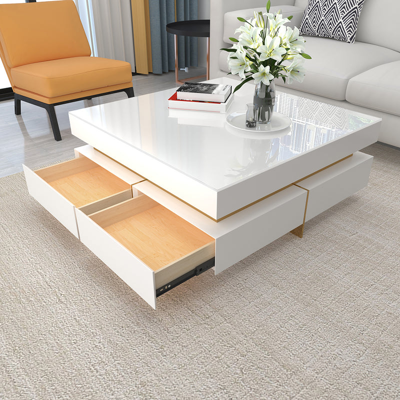 Imperia Black Tempered Glass Coffee Table 43.31"D