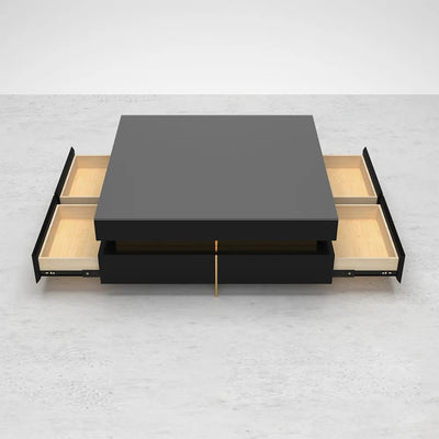 Imperia Black Tempered Glass Coffee Table 43.31"D