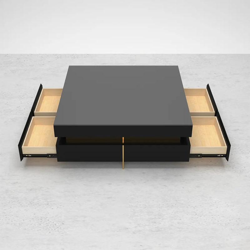 Imperia Black Tempered Glass Coffee Table 43.31"D