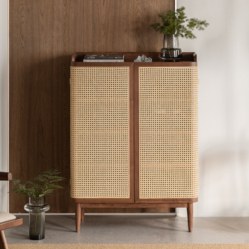 Trieste Wood Rattan and Solid Wood Shoe Storage 31.50"D