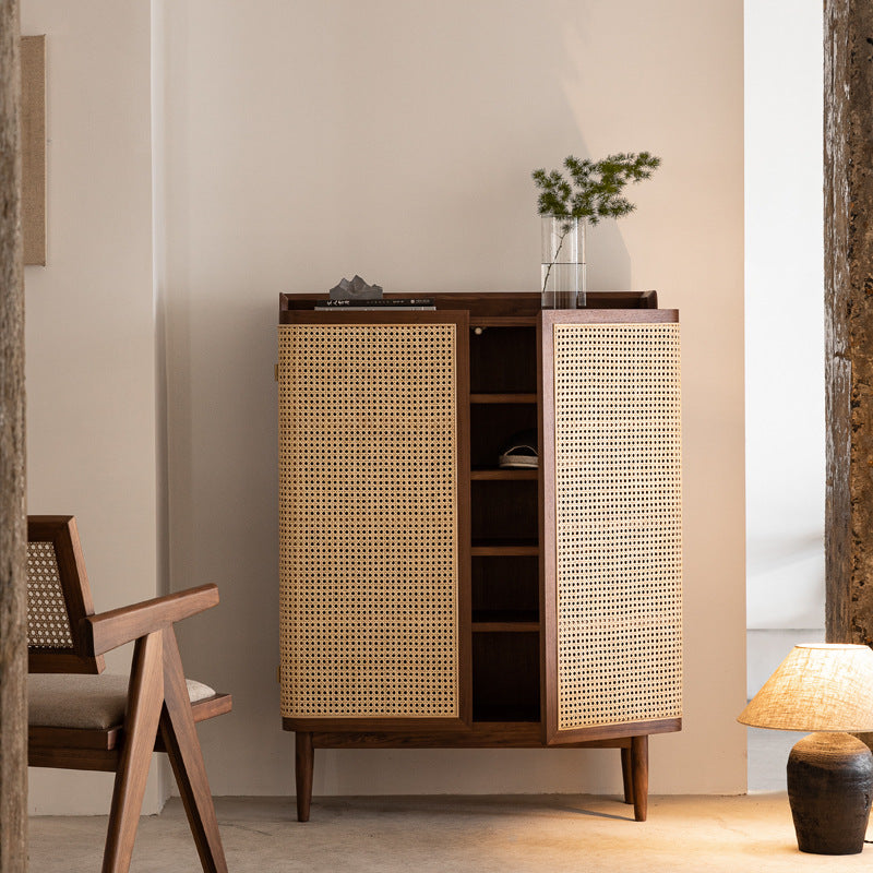 Trieste Wood Rattan and Solid Wood Shoe Storage 31.50"D