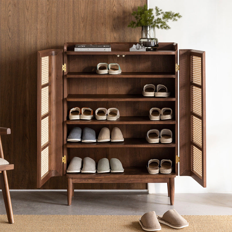 Trieste Wood Rattan and Solid Wood Shoe Storage 31.50"D