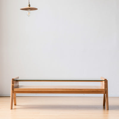 Imperia Wood Tempered Glass Coffee Table 48.42"D