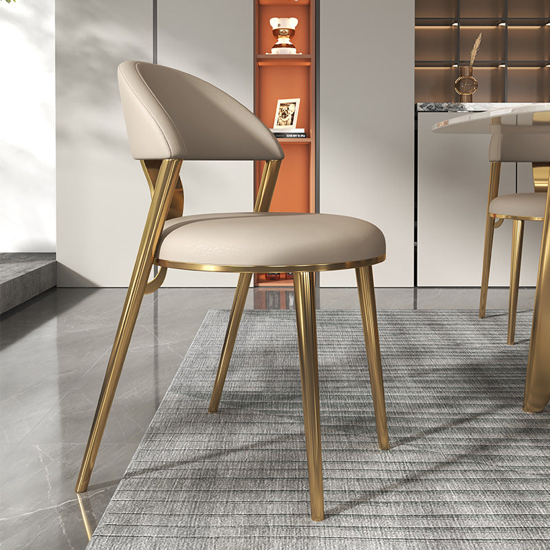 Siderno Beige Leather Dining Chair 19.69"D