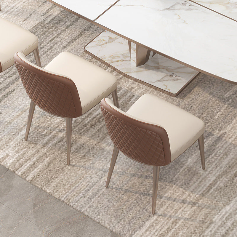Siderno Beige and Coffee Leather Dining Chair 18.50"D