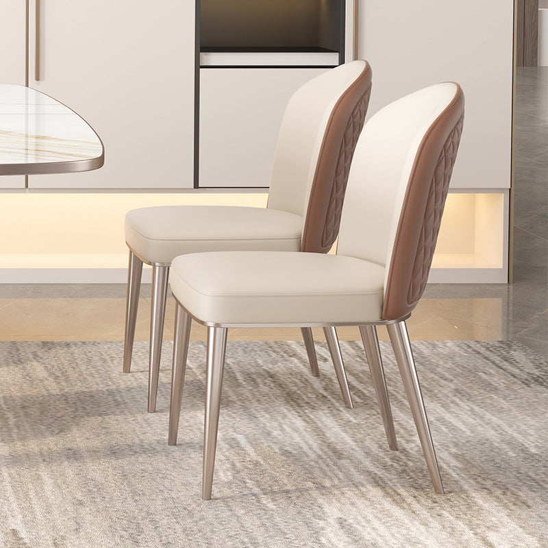 Siderno Beige and Coffee Leather Dining Chair 18.50"D