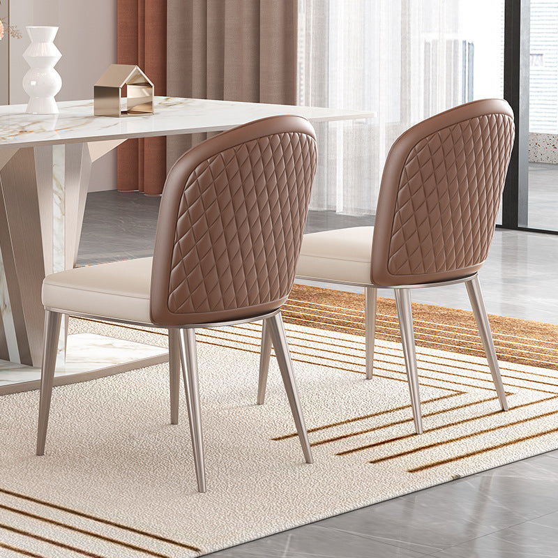 Siderno Beige and Coffee Leather Dining Chair 18.50"D