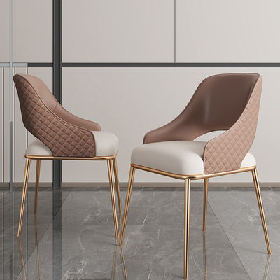 Siderno Beige and Coffee Leather Dining Chair 21.26"D