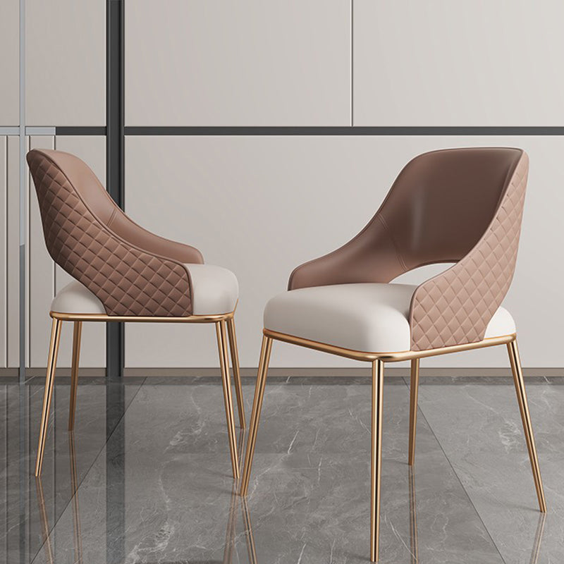 Siderno Beige and Coffee Leather Dining Chair 21.26"D