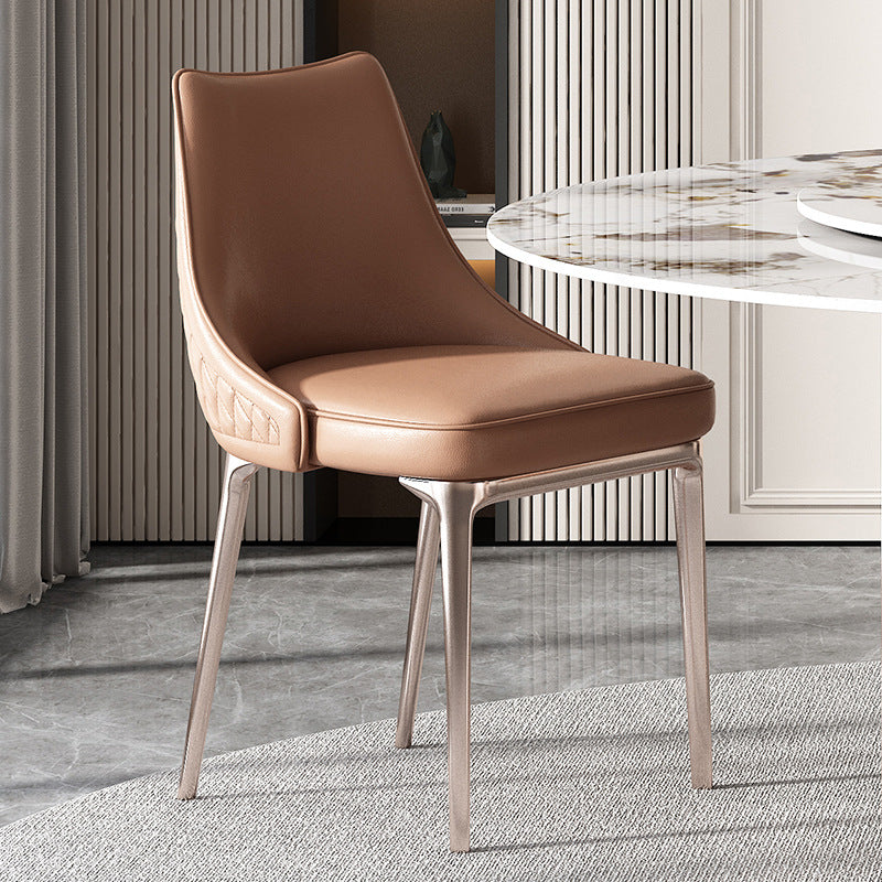 Siderno Coffee Leather Dining Chair 18.11"D