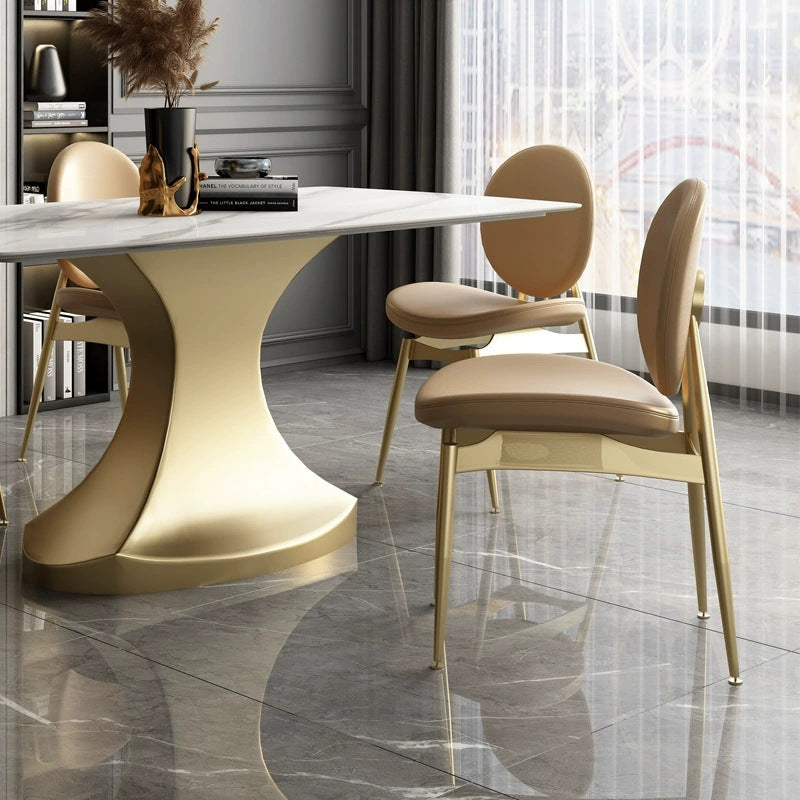 Siderno Orange Leather Dining Chair 18.11"D