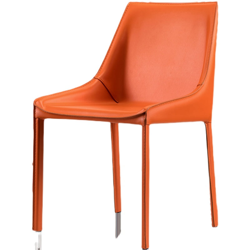 Oristano Orange Leather Dining Chairs 20.07"D (with 2 chairs)