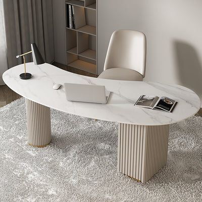 Gela White Slate and MDF Desk 55.12"D