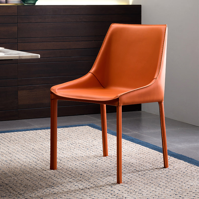 Oristano Orange Leather Dining Chairs 20.07"D (with 2 chairs)