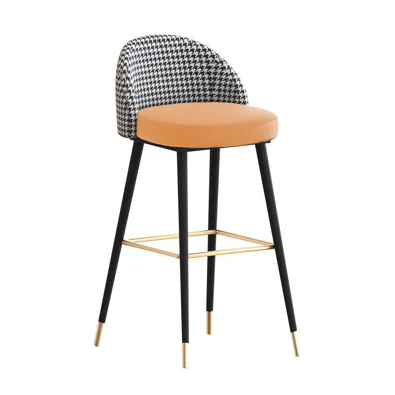 Foggia Black Leather Bar Stool 29.53"D