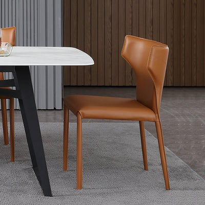 Oristano Orange  Leather Dining Chairs 20.86"D（with 2 chairs）