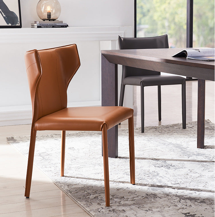 Oristano Orange  Leather Dining Chairs 20.86"D（with 2 chairs）