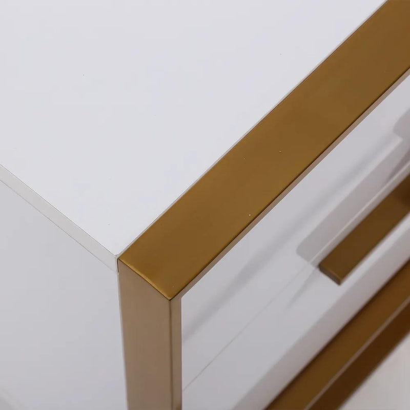 Trieste White Solid Wood Nightstand with 2 Drawers 19.68"D