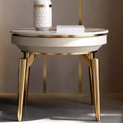 Liguria White Slate Side Table 23.62"D