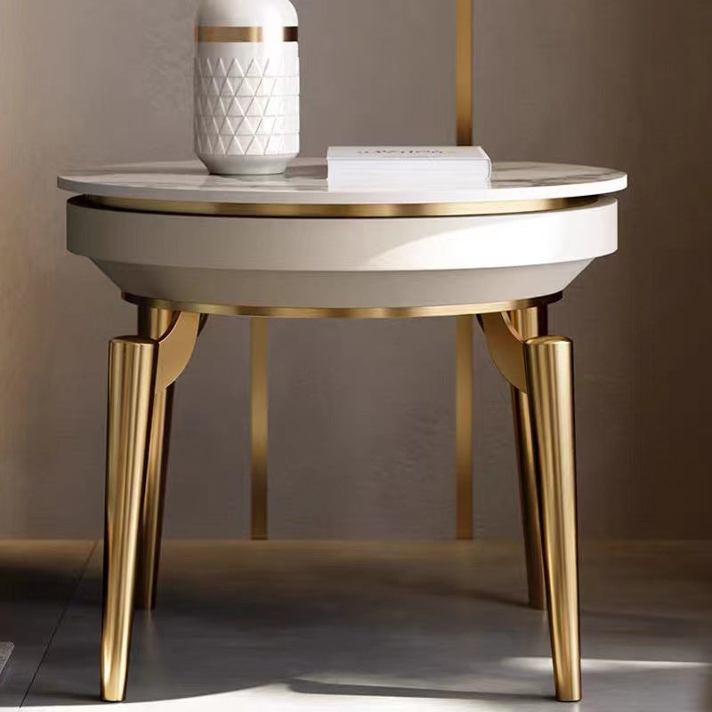 Liguria White Slate Side Table 23.62"D