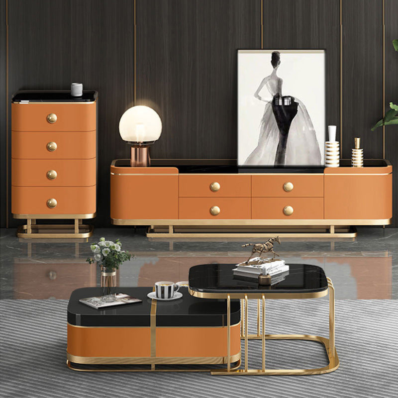 Arona Orange Marble TV Stand 86.61"D