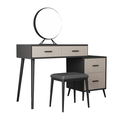 Noto White Solid Wood Makeup Vanity 39.37"D+18.89"D 